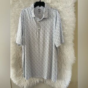 Guinness Beer/Shamrock/Harp Print NVRLND CC Men’s Short Sleeve Golf Polo. 3XL